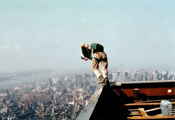 Owen Quinn at the point of no-return jumping off the World Trade Center North Tower in 1975